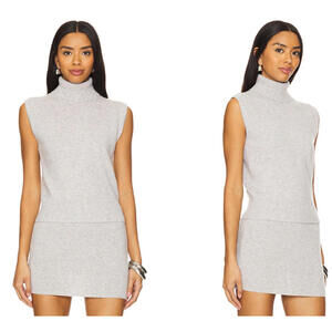 Revolve AEXAE Cashmere Sleeveless Roll Neck Top grey size XS NWT $350msrp